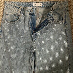 ZARA RHINESTONE TRF DENIM JEANS size 6